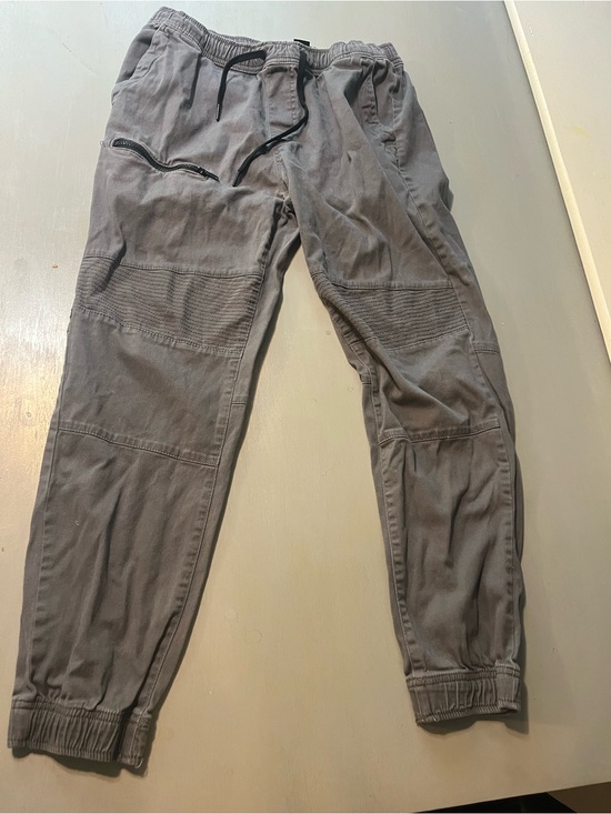 Plugged In Other - Plugged Moto Jogger Pants Men's Size M (32-34) Grey Elastic Waist & Cuff Biker